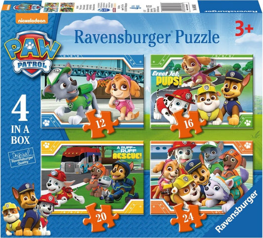 Paw Patrol 4-1 Puzzel | 12- 16- 20- en 24 stukjes
