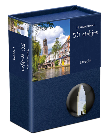 20% korting | Serie houten stedenpuzzels | 12 steden |3x Belgie + 9x Nederland | 50 stukjes per puzzel