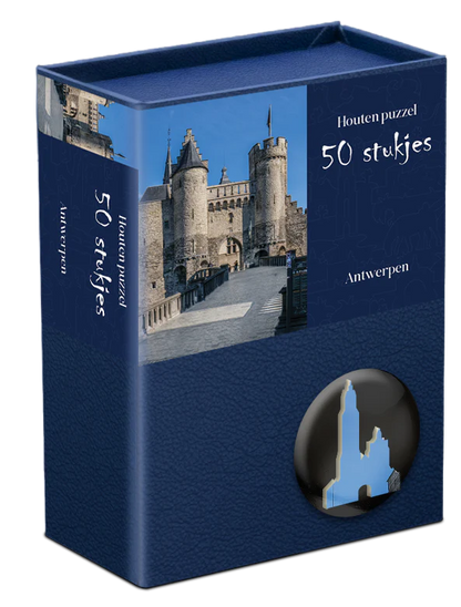 20% korting | Serie houten stedenpuzzels | 12 steden |3x Belgie + 9x Nederland | 50 stukjes per puzzel